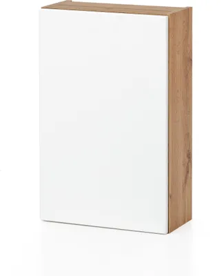 Produktbild von Hängeschrank Badschrank Holzschrank "Kopenhagen I" Wotaneiche, Matt Weiß