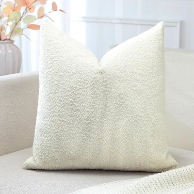 Obrázok produktu pre Poťah na vankúš, bouclé, 45x45 cm, krémová béžová farba, vhodný do obývačky a spálne