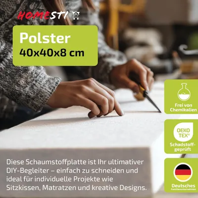 Produktbild von Polster 40 x 40 x 8 cm Schaumstoffplatte Sitzkissen Polsterung