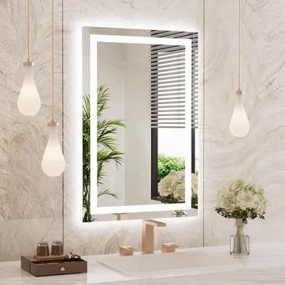 Immagine prodotto di Specchio da bagno illuminato, 60x90 cm, con dimmer, antiappannamento, funzione di memoria, 3 tonalità di luce, grado di protezione IP44