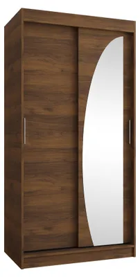 Produktbild von MIRJAN24 Kleiderschrank Wika 100, Schwebetürenschrank mit zwei Kleiderstangen, Garderobe (Farbe: Nuss Warmia, Größe: 100 cm, ohne Schubladen)