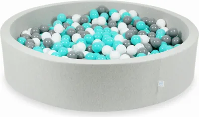 Immagine prodotto di Vasca asciutta grigio chiaro 130x30 con 600 palline: turchese, bianco, grigio
