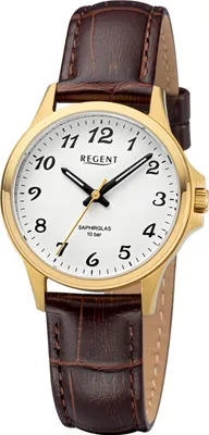 Produktbild von Regent Damen Uhr Lederarmband Leder Armbanduhr Analog braun URF1458