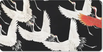 Produktbild von MuchoWow® Schreibtischunterlage Japan - Jahrgang - Kranich 80x40 cm - XXL Mauspad - Gaming Mauspad