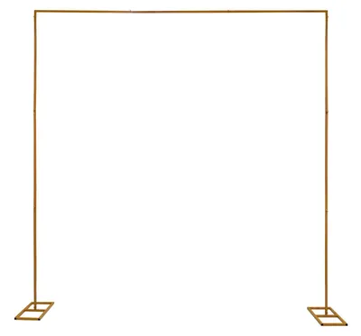 Produktbild von Hochzeitsbogen - Quadratischer Hintergrundständer 3 x 3 m - Verzinkte Eisenrohre - Zerlegbarer Rahmen mit Füßen - Traglast bis 10 kg - Gold