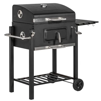 Produktbild von Grillwagen Holzkohlegrill BBQ Standgrill Edelstahl Schwarz 113x65x108cm für Garten & Terrasse