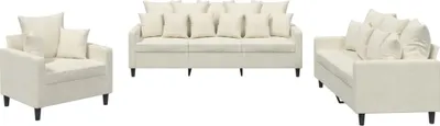 Produktbild von 3-tlg. Sofagarnitur mit Kissen Creme Samt