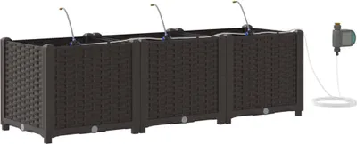 Image de vidaXL Jardin - Jardinière, lot de 3, marron, 120 x 40 x 37,5 cm, plastique
