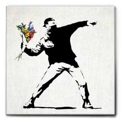 Produktbild von Giallobus - Blumenkrug - Banksy - 100L x 100B cm - Bild - Leinwand mit Standardrahmen