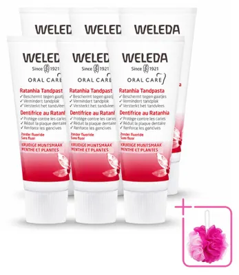 Zdjęcie produktu dla 6 sztuk pasty do zębów WELEDA Ratanhia, pojemność 75 ml, zestaw ekonomiczny
