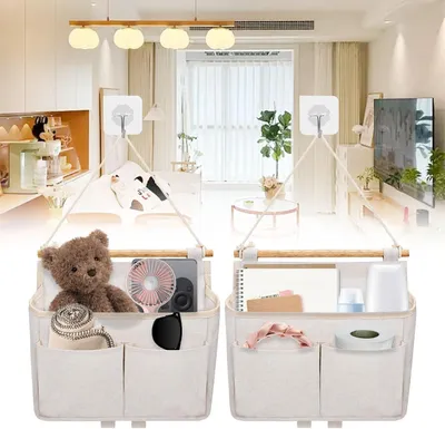 Imagen del producto de Organizador colgante con 3 compartimentos, paquete de 2 unidades, 23x26x6 cm, ideal para el hogar y la oficina