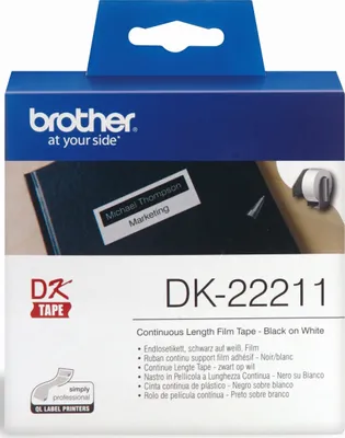 Image de Brother Étiquette en continu, noir sur blanc, noir, blanc, chaleur directe, DK, Brother, Brother QL1050, QL1060N, QL500, QL500A, QL550, QL560, QL560VP, QL570, QL580N, QL650TD, QL700, QL710W