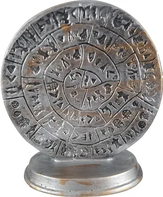Produktbild von 15,5cm Alabaster Figur minoischer Diskos von Phaistos Kreta Silber