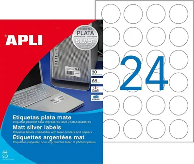 Image de agipa Plaque signalétique Étiquettes rondes diamètre 40 mm argent 480 étiquettes