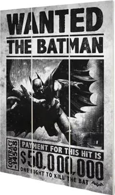 Produktbild von Batman - "Arkham Origins" Wanted-Poster-bedruckt, Holz CD1251 (Einheitsgröße) (Schwarz/Weiß)