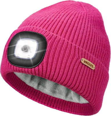 Immagine prodotto di Cappello invernale per bambini con luce a LED, ricaricabile tramite USB-C, in morbida lana pile foderata