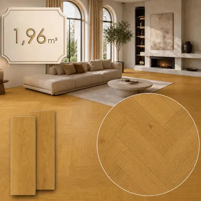 Zdjęcie produktu dla Berti Graf Panele winylowe SPC jodełka 5,5 mm klik z podkładem IXPE, wodoodporne, 64 x 12,8 cm