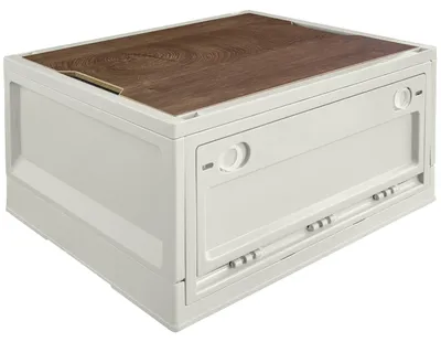 Produktbild von Storage Box, 35 L, Camping, Klappbox, Klappkiste, Aufbewahrungsbox mit Deckel, faltbar, Aufbewahrung, Kiste, 47 x 35 x 24 cm, Beige, trucky