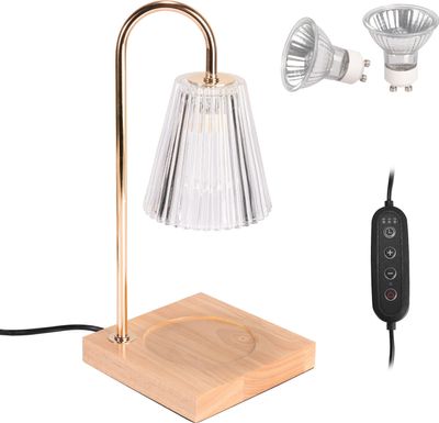 (Kann zeitgesteuert werden) Aroma-Kerzenwärmer-Lampe, elektrische Wachskerze aus klarem Glas, Kerzenlampe für Schlafzimmerdekoration Klarglasabdeckung