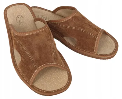 Produktbild von Baffiks Herren Pantoffeln Leder Hausschuhe Braun