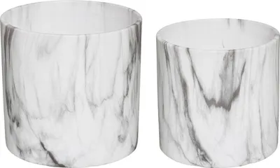 Produktbild von Set aus 2 keramiktöpfen marmor schwarz und weiß d12 d15cm  - Atmosphera créateur d'intérieur