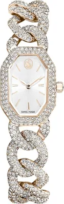 Produktbild von Swarovski Dextera Chain Uhr, Schweizer Produktion, Kristallarmband, Weiß, Champagne-vergoldetes Finish DEXTERA:MB PCG/WHITE/PCG 5711710 9009657117100
