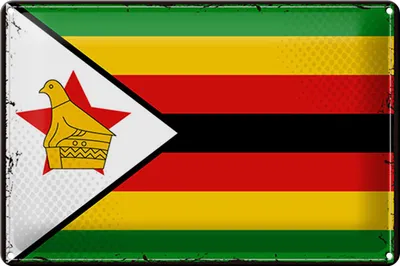 Produktbild von Blechschild Flagge Simbabwe 30x20cm Retro Flag of Zimbabwe