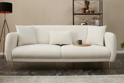 Immagine prodotto di Hanah Home, Simena - Crema, Divani letto, Divano letto a 3 posti, Crema, Poliestere, 210 x 80 x 95 x  cm