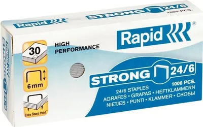 Obrázok produktu pre Rapid® 24855800 Sponky 24/6 mm silné, pozinkované, 1000 kusov