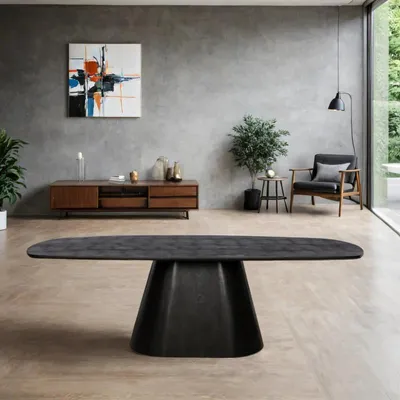 Produktbild von Zita Home, dänisch ovaler Esstisch, Säulenfuß, 240 cm, schwarz, Mangoholz