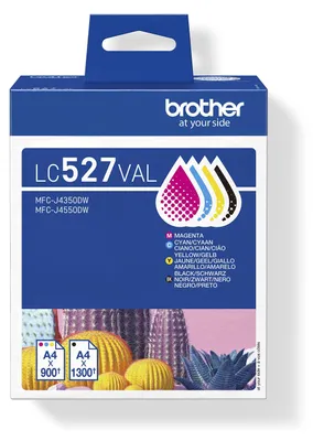 Produktbild von Brother LC527VAL, Schwarz, Cyan, Magenta, Gelb, Tinte auf Pigmentbasis, Tinte auf Pigmentbasis, 4 Stück(e), 1300 Seiten, Value pack