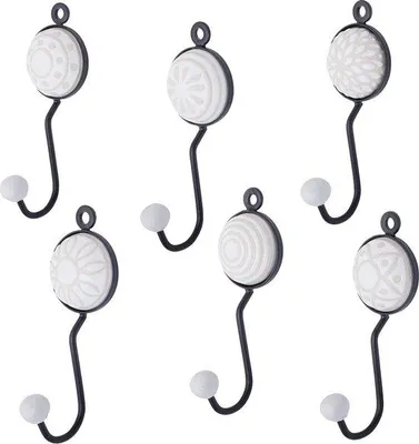 Produktbild von Keramische Wandhaken Set weiß 6-teilig