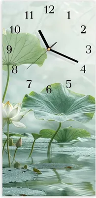 Produktbild von Wanduhr aus Glas mit Motiv Lotusteich- 30 x 60 cm - inkl. Aufhängesystem