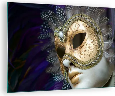 Produktbild von Bilder auf glas - Maske Gesicht Mysterium - 70x50cm - Glasbilder - Wandbilder - Kunstdruck - zum Aufhängen bereit - Wanddekoration aus Glas - Glas Bilder - Wandbild auf Glas - GAA70x50-0147
