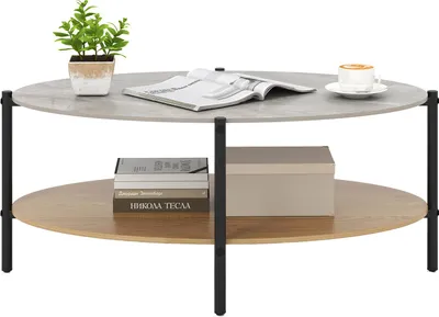 Produktbild von GOPLUS 2 Ebenen Couchtisch Mamor Optik, Ovaler Sofatisch mit Steinplatte, Kaffeetisch mit Metallrahmen & verstellbare Fußstützen,  105 x 65 x 43 cm