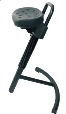 Produktbild von Stehhilfe Columbus | Sitzhöhe 65-83cm | Tragfähigkeit 110kg | Polyurethane-Sitz | mit Sicherheitsgasfeder | Schwarz/Schwarz