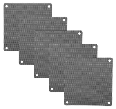 Image de Lot de 5 caches anti-poussière en PVC pour ventilateurs d'ordinateur (12 x 12 cm) avec sac de rangement, noir