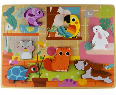 Image de Tooky Toy Puzzle en bois Maison pour animaux de compagnie correspond aux formes