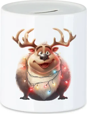 Produktbild von Lustiges Rentier Weihnachten Spardose Lichterkette Adventsgeschenk
