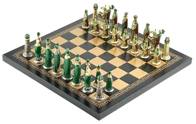 Produktbild von Italfama Medioevale Metall-Schachspiel mit Kunstleder-Schachbrett (26x26 cm)