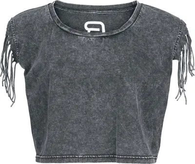 Produktbild von RED by EMP Damen graues bauchfreies Top mit Fransen XXL