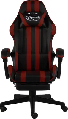 Produktbild von vidaXL Gaming-Stuhl mit Fußstütze Schwarz und Weinrot Kunstleder