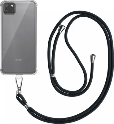 Produktbild von Smartphonica Handytasche geeignet für Huawei Y5P Transparent stoßfest mit abnehmbarem Universal Telefon Lanyard - Backcover Fall Silikon ShockProof mit Lanyard