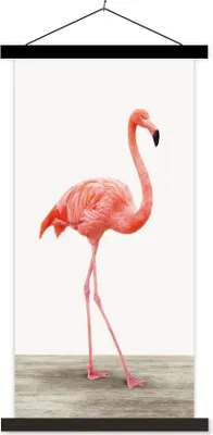Produktbild von MuchoWow® Textilposter Flamingo - Rosa - Vogel - Mädchen - Jungen - Kind 90x180 cm mit schwarzem Rahmen - Dekoration Wohnzimmer