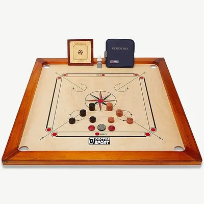 Imagen del producto de Juego de carrom, completo, hecho de madera natural, que incluye solo el tablero