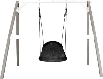 Produktbild von AXI Nestschaukel Roxy mit Gestell für Kinder | Outdoor Nest Schaukel für den Garten | Schaukelgestell in Grau & Weiß / Nestschaukel in Schwarz