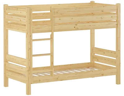 Produktbild von Teilbares Stockbett massiv Kiefer 90x200 Etagenbett Nische 80 cm Zubehör wählbar V-60.16-09T80Rollrost inkl.