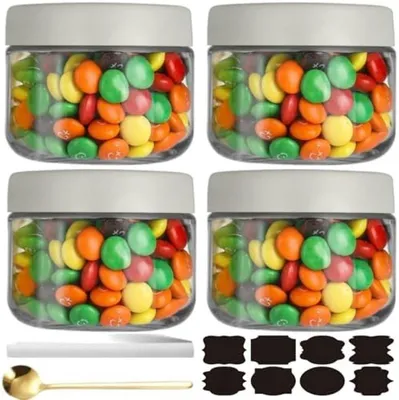 Produktbild von PolkaHome® 4-teiliges Glas-Mahlzeitgläser-Set – 300 ml luftdichte Vorratsdosen, stapelbar