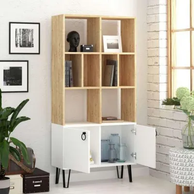 Immagine prodotto di Libreria Bene 80x30x166 cm con ante rovere bianco