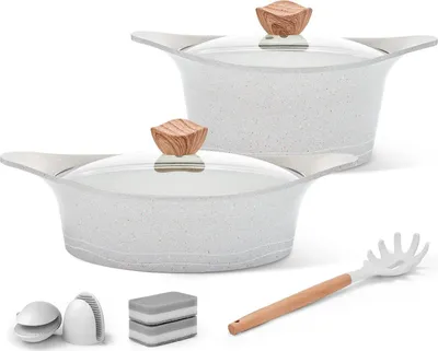 Obrázok produktu pre RIOVARM sada indukčných hrncov s nepriľnavým povrchom, granitové hrnce s pokrievkou sada 2